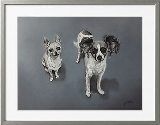 Obra original formato retrato tinta negra perro teckel