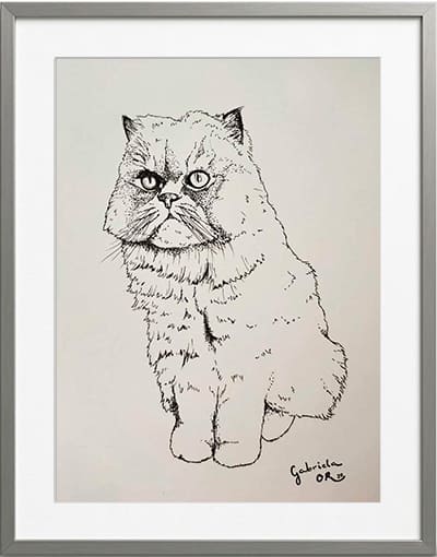 Obra original formato retrato tinta negra gato
