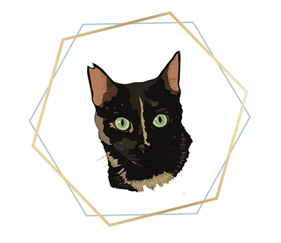 Retrato digital de un gato con estilo artístico moderno y colorido